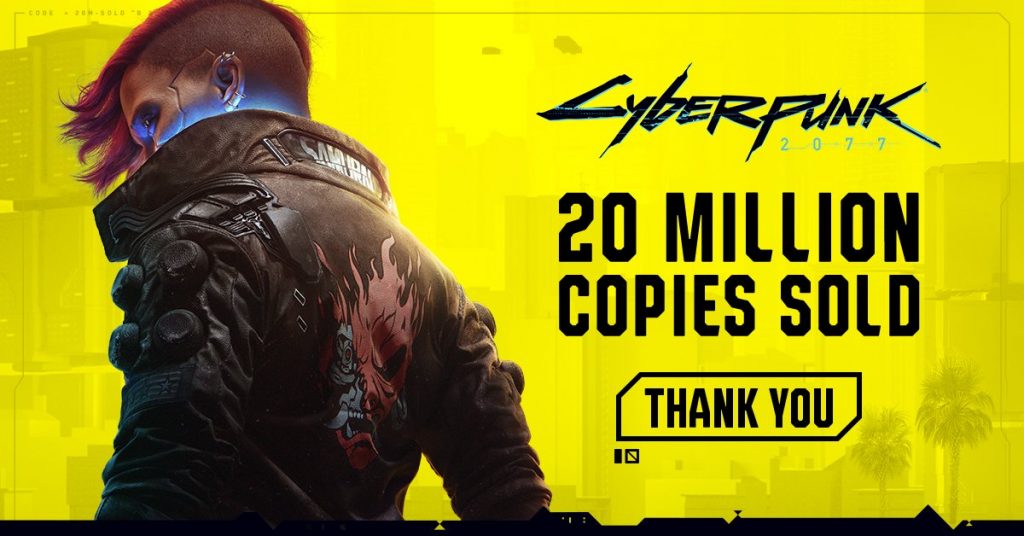 "Cyberpunk 2077" 20 million copies sold "Thank You" message from Twitter.